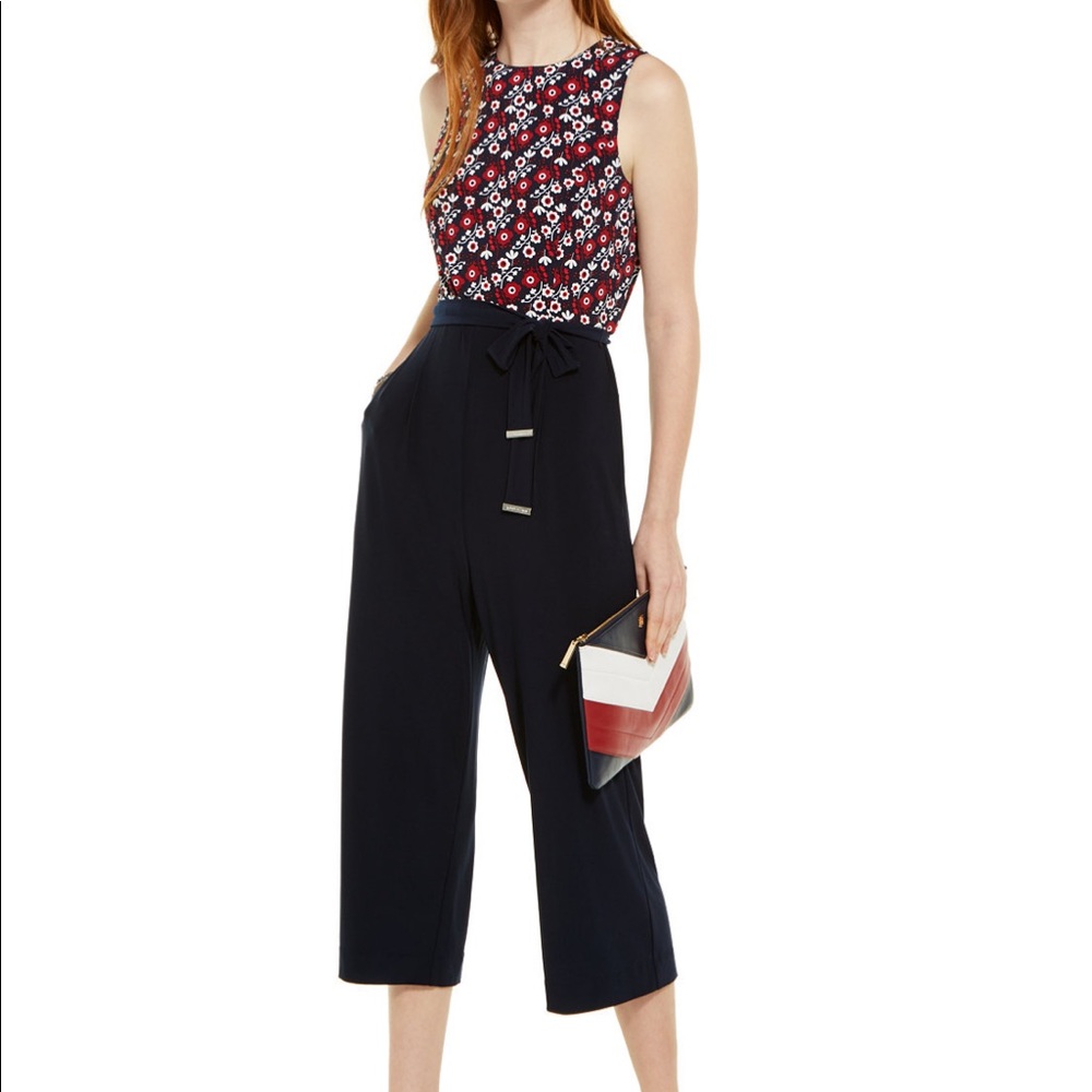 TOMMY HILFIGER floral print cropped jumpsuit